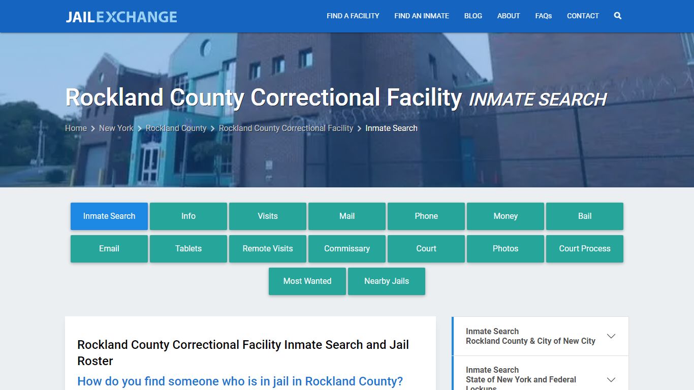 Rockland County Correctional Facility Inmate Search - Jail Exchange