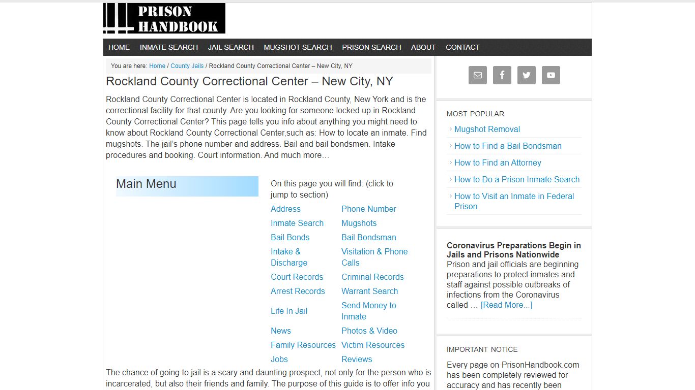 Rockland County Correctional Center – New City, NY - Prison Handbook